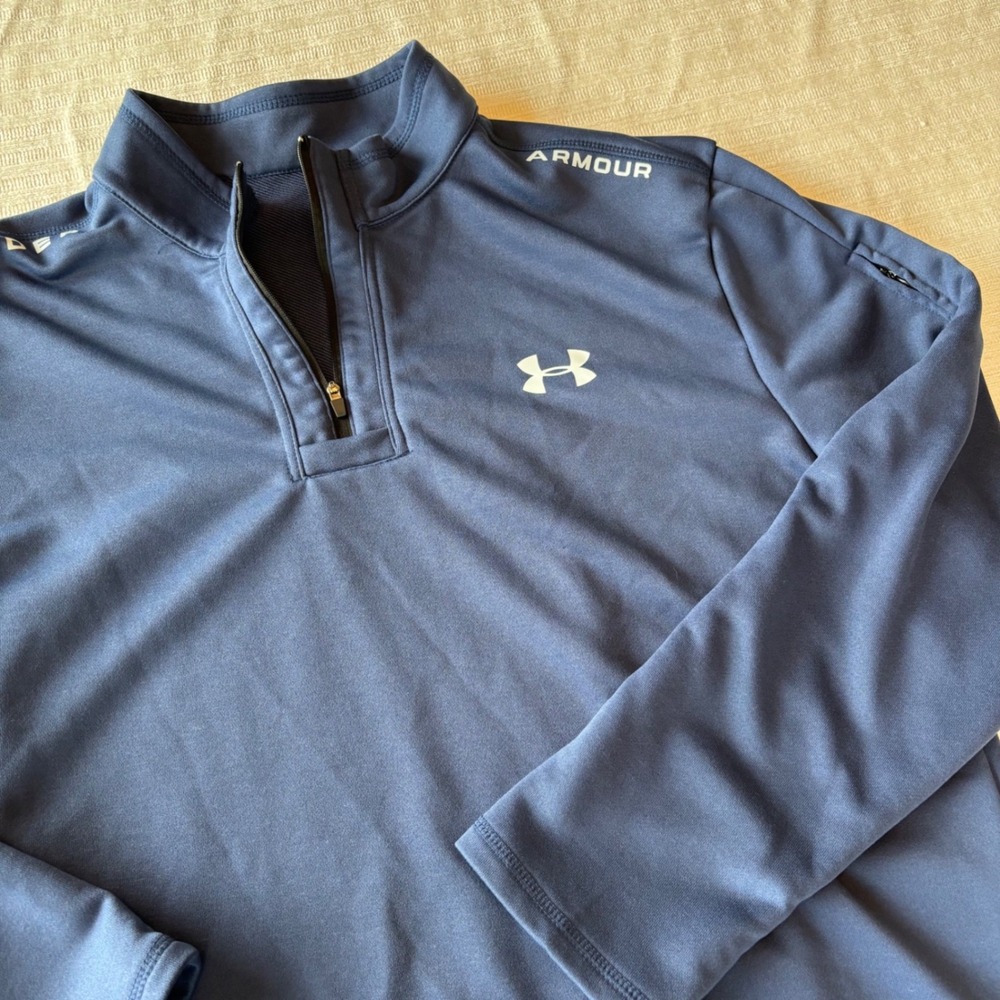 Under Armour Mens Navy Blue Quarter Zip Pullover Athletic Sweatshirt Large